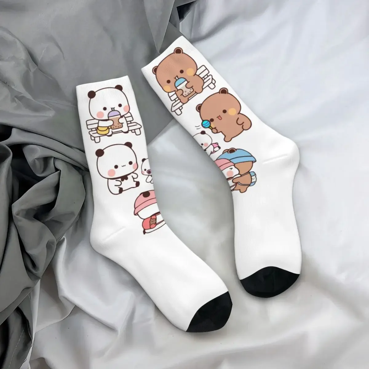Bubu Dudu Kawaii Accessories Crew Socks Breathable Cute Bear and Panda Cartoon Graphic Middle Tube Socks Cute Wonderful Gifts image 3