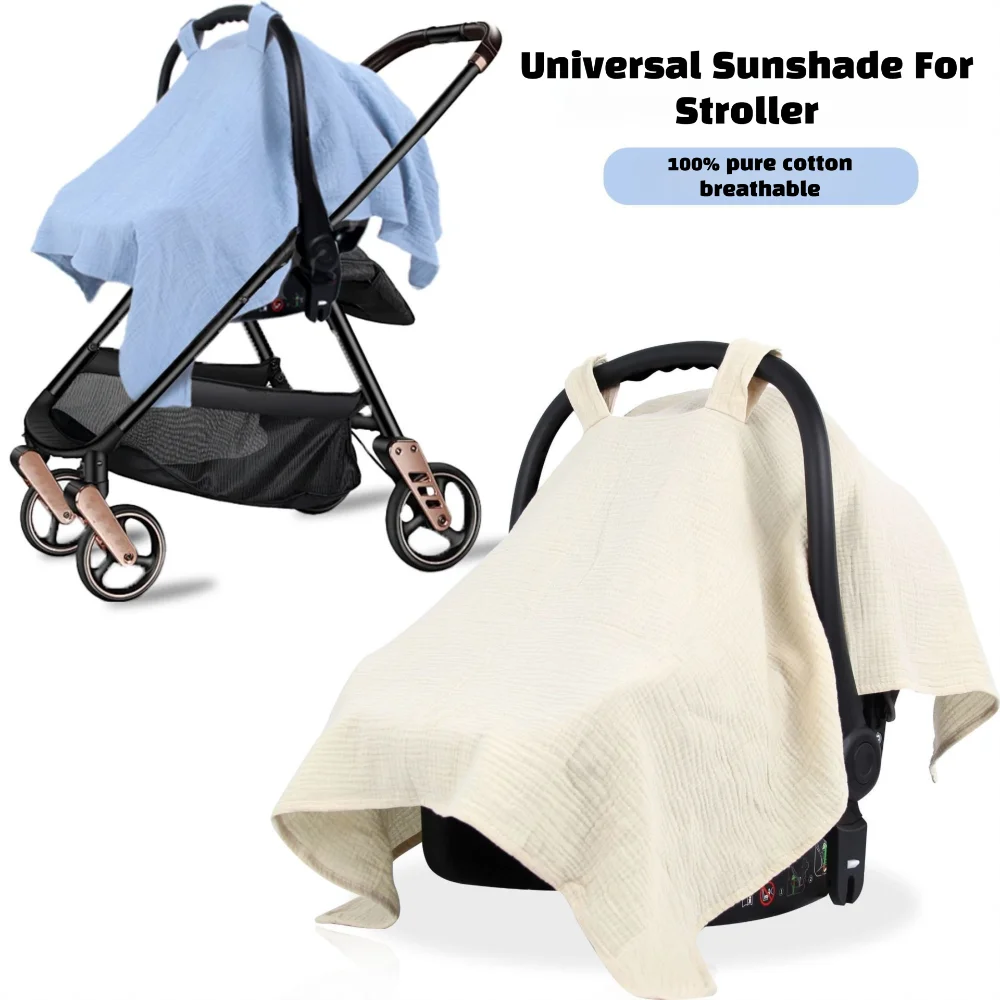 

Portable Gauze Baby Stroller Cover Light Breathable Cotton Baby Basket Cover Sunscreen Sunshade Baby Safety Seat Cover Newborn