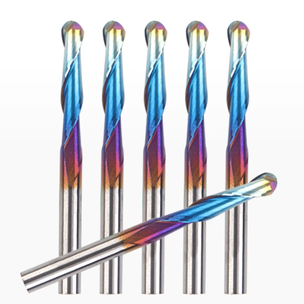 

10 шт., набор фрез с плоским носом с синим покрытием, фрезы с ЧПУ, хвостовик 1/8 дюйма, спиральная верхняя резка, 2 канавки для нейлоновой смолы, АБС-Акрил, ПВХ, Твердый