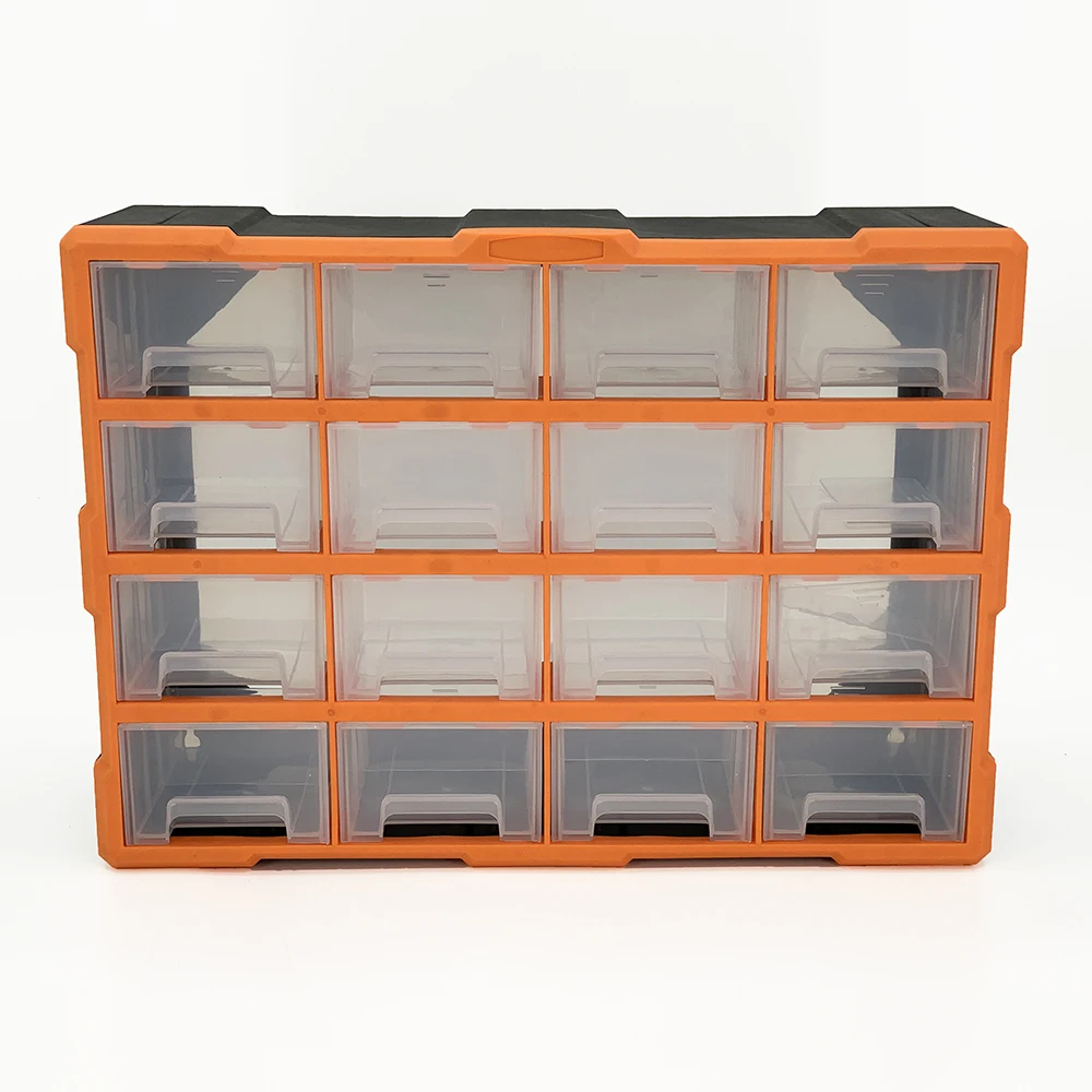 Plastic Drawer Storage Box With 16 Drawers Multiple Compartments Modern Design Tool Storage Customizable Options