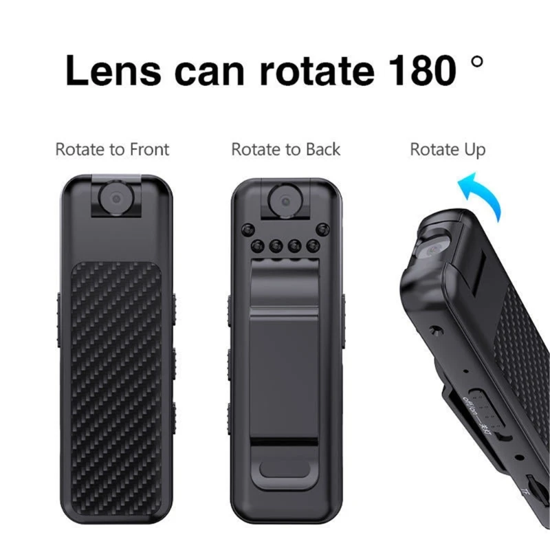 Small Pocket Camera Featuring 1080P Clear Footages Easy Smartphones Management and 180Degree Lens Adjustment Back Clip