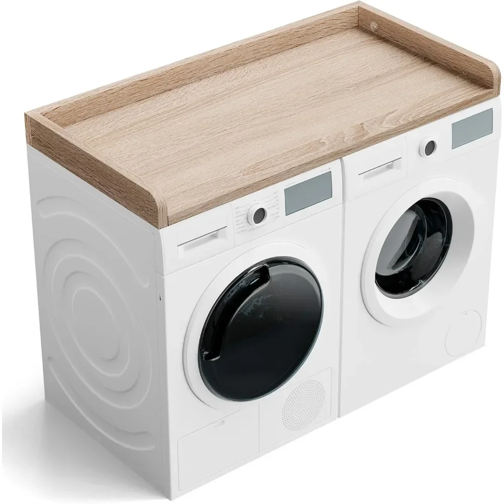 

Washer Dryer Countertop 27.5" W x 54" L Laundry countertop for Storage and Organization with Edge Rails, Oak