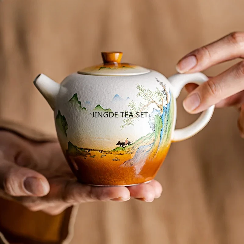 Ceramic Retro Teapot Home Landscape Tea Separator Tea Brewing Kung Fu Tea Set