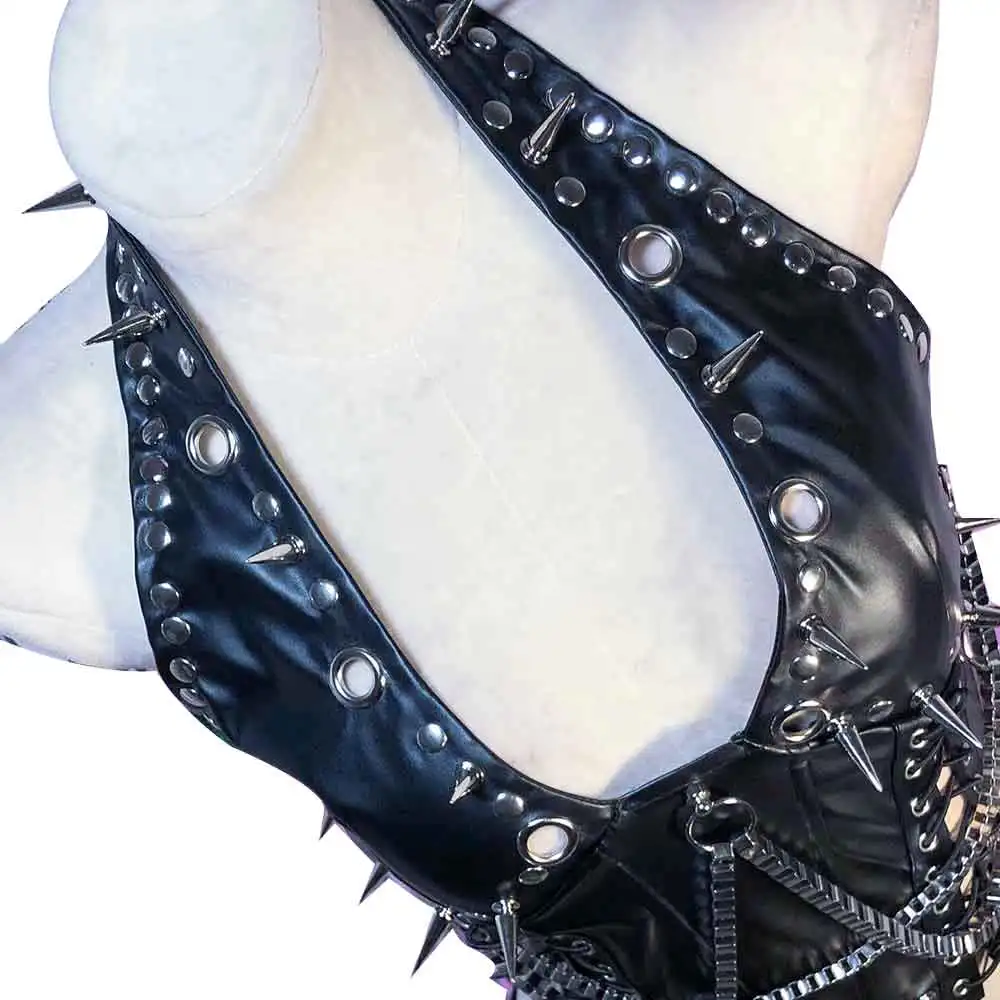 

Goth Tops with Spikes Gothic Tank Cyber Spiked Punk Rock Clothes Y2K T-shirt 90s Grunge Emo Clothing ALT Scene Vkei