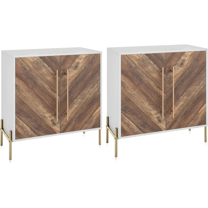 2 sideboards with doors and adjustable shelves, kitchen lockers, entrance, modern accent cabinets in living room or bedroom