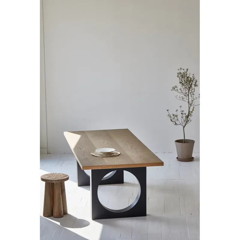 #Luxurious Furniture Geometric Table Decor Modern Nordic Long Solid Oak Wood Dining Table Set 8 Seater