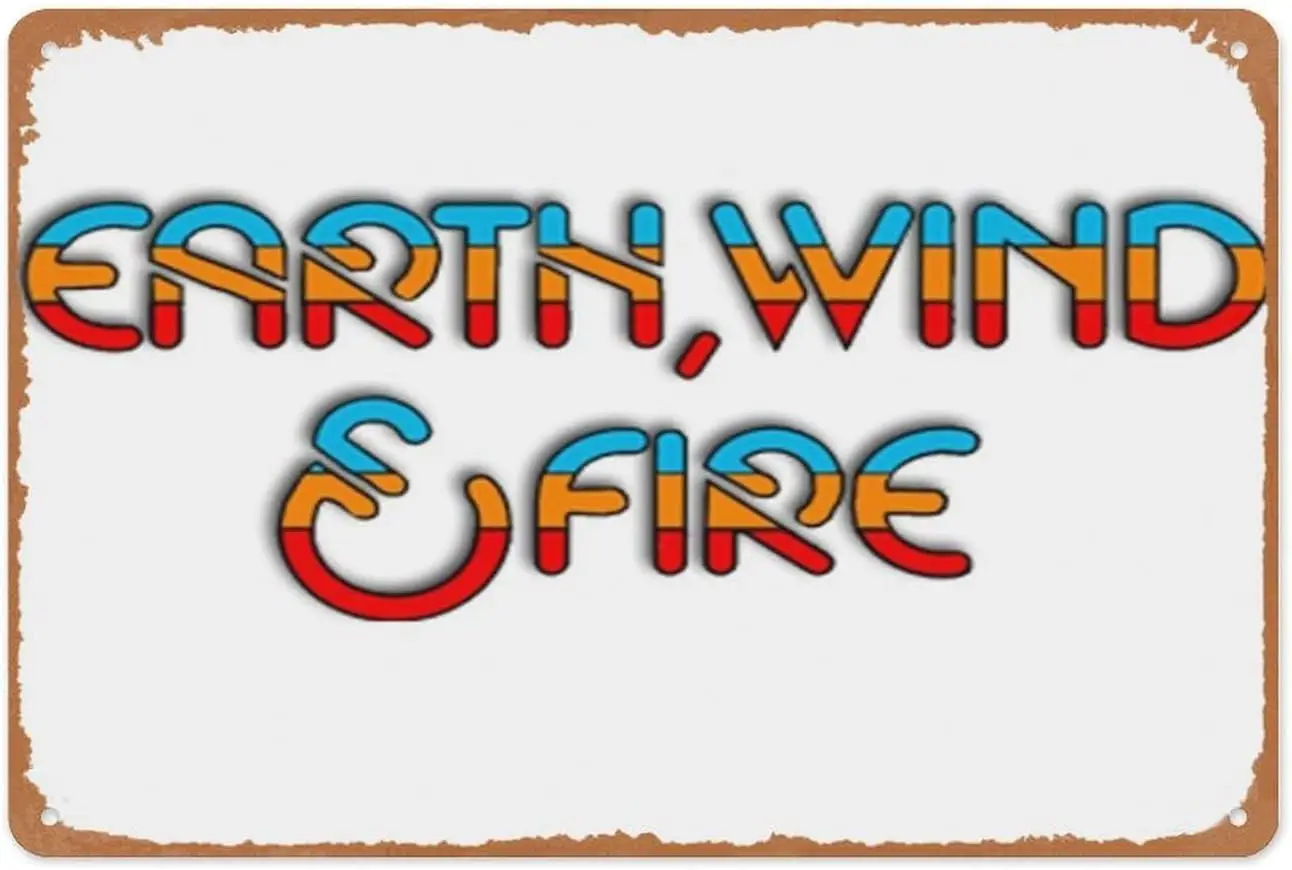 Vintage Metal Sign - Earth, Wind & Fire - 8x12 Inch Wall Art for Garage, Man Cave, Game Room, Coffee House Or Home Bar Decor