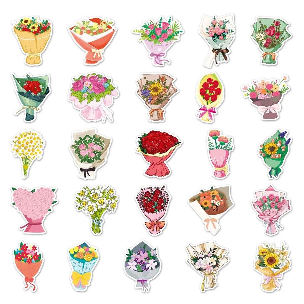 10/30/50PCS Cartoon Bouquet Sticker Graffiti Computer Luggage Car Wall Sticker Wholesale Toys Decoration Wholesale