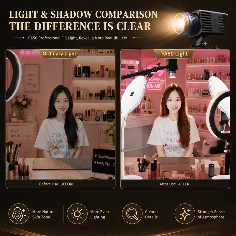 Wholesale DENGWEI FA50 Gen 2 LED Hair Contour Light Digital Dimmable Focus Spotlight for Live Streaming Video Shooting Studio