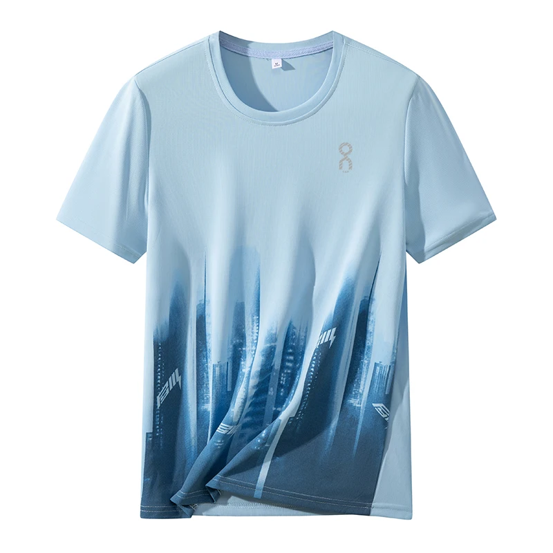 Męska koszulka sportowa z krótkim rękawem, szybkoschnąca, oddychająca, odprowadzająca wilgoć, idealna do wędrówek, sportów outdoorowych, fitnessu, biegania, Hanfu.