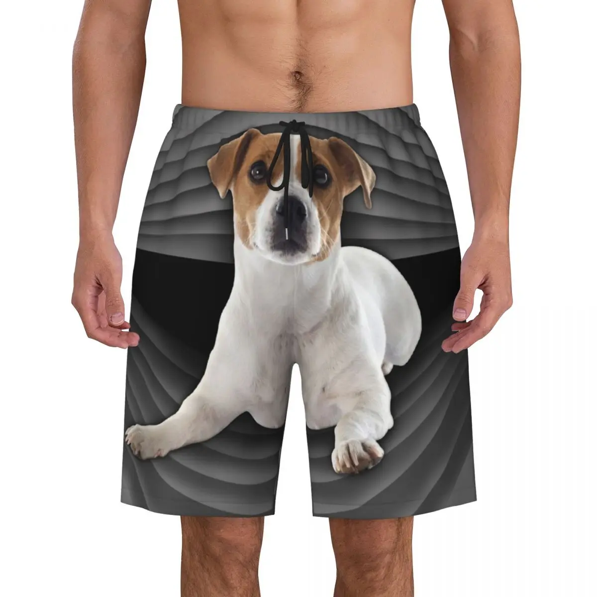 Custom Cute Jack Russell Terrier Swim Trunks Mens Quick Dry Board Shorts Pet Dog Bathing Suits Boardshorts