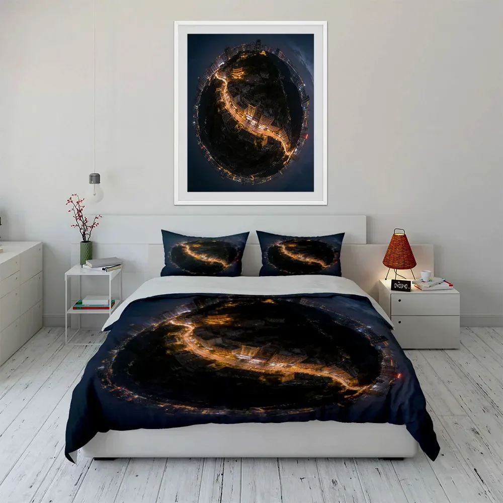 Urban Nightscape Decor Set Soft Comfortable Duvet Cover Bedding Set Included 1*Duvet Cover & 2*Pillowcases, gift