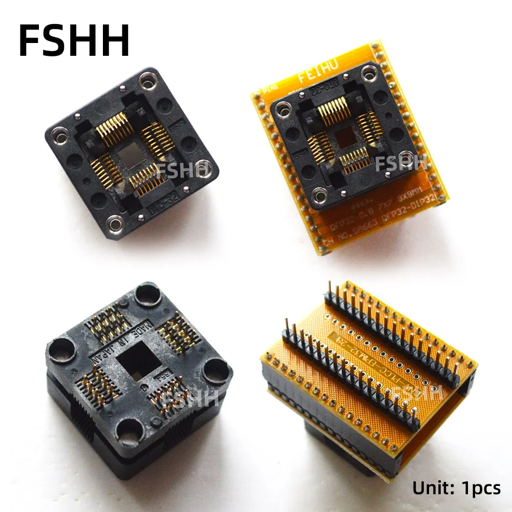 

QFP32 TQFP32 ic test socket OTQ-32-0.8-003 OTQ-32-0.8-02 test socket QFP32 to DIP32 Programmer Adapter Pitch 0.8mm