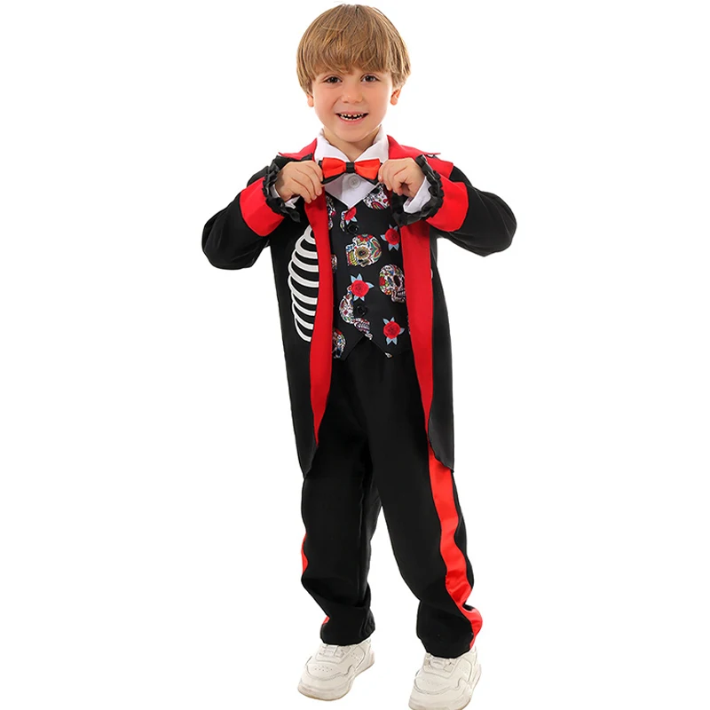 Boys Skeleton Coco Suit Halloween Fancy Dress Up Girl Skull Catrina Dress Day Of The Dead Child Costume