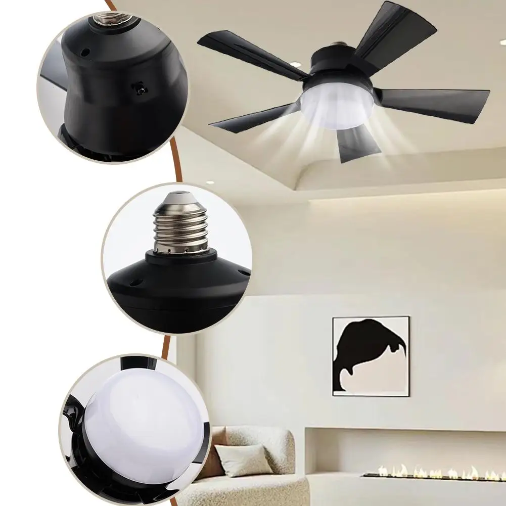 Ceiling Fan Light Remote Control LED Lamp Fan E27 Screw Home Appliances Silent Small Fan Light Smart Ceiling Fan For Bedroom