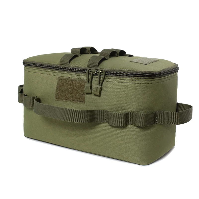 A79E-Outdoor Camping Storage Bag Gas Stove Canister Pot Carry Bag Picnic Bag Cookware Utensils Organizer Green