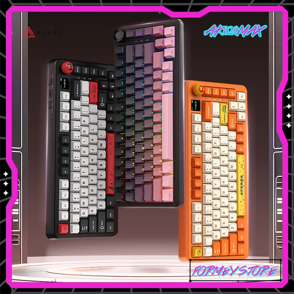 AJAZZ Ak820max 75 Keys 3mode Examination Mechanical Keyboard Wireless Bluetooth Customize Side Carved Video Game Gasket Keyboard