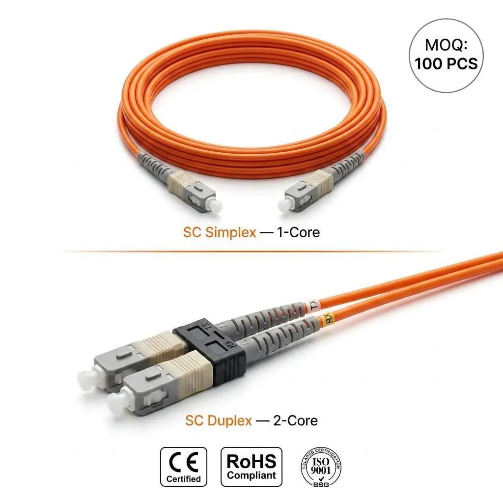 OM2 SC-SC Simplex/Duplex Multimode Fiber Patch Cable 50/125μm UPC LSZH Custom Length Available