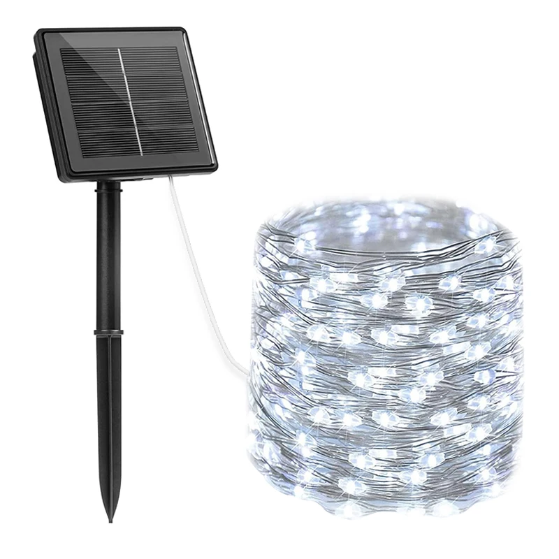 Solar Outdoor Waterproof Christmas Lights RGB LED String Lights With Copper Wire for Garden Patio Holiday Decorations
