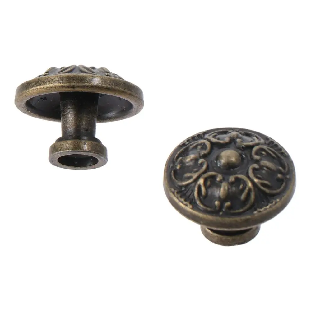 Brass Bathroom Pulls Solid Round Bronze Closet Door Knoks Single Hole Drawer Pull for Warehouse, Glass Door& Garden Door
