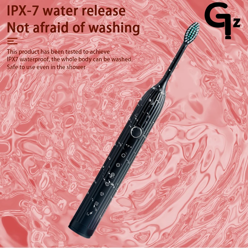 N105 충전식 음파 전동 칫솔, 타이머 6 가지 모드 칫솔, 8 브러시 헤드, 성인 및 아동용, ipx 7 방수