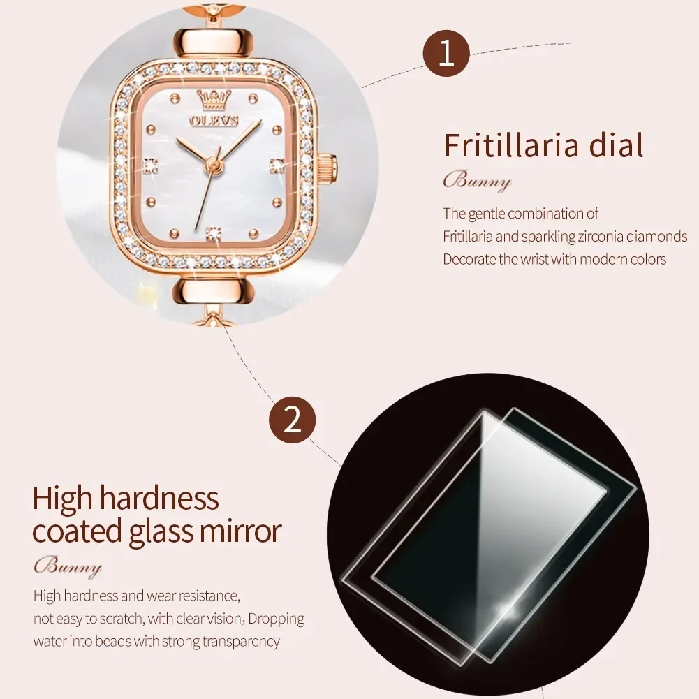 นาฬิกาแฟชั่นควอทซ์9987 OLEVS สแตนเลสหน้าปัดสี่เหลี่ยม