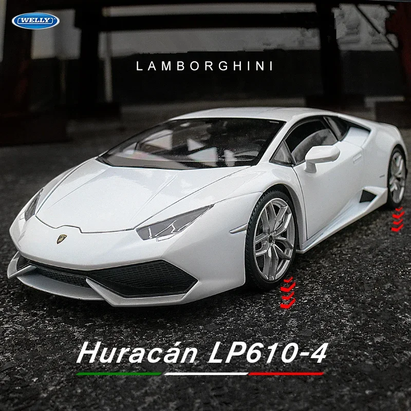 WELLY 1:24 Lamborghini Huracan LP610-4 Alloy Racing Car Model Diecast Metal Sports Car Model Simulation Collection Kids Toy Gift