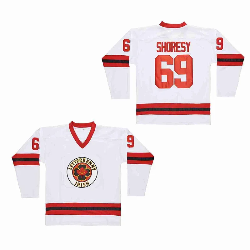 Ice hockey jerseys TV Series Letterkenny Jersey Irish #69 Shores Sewing embroidery Outdoor sportswear Black Red White