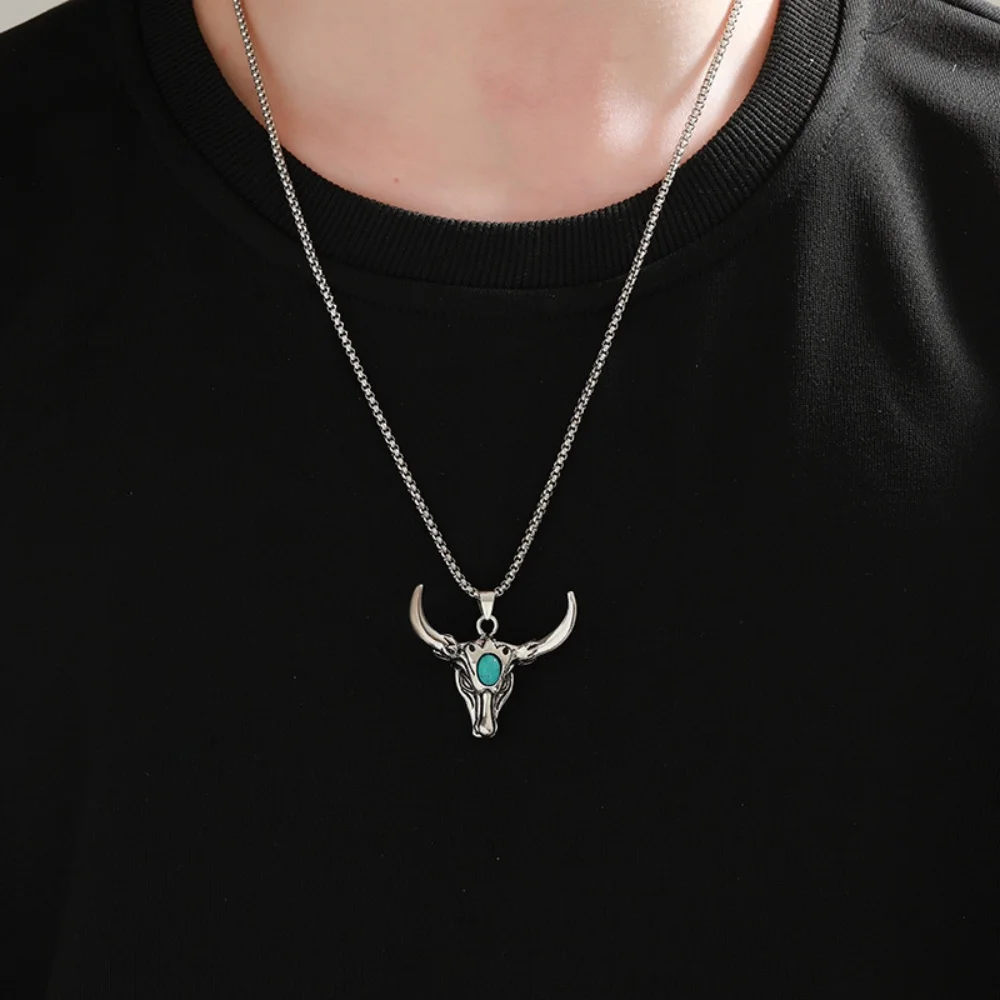 Trendy and  men's bull head necklace pendant | Retro hip-hop style essential fashion jewelry wholesale hot itemTrendy a