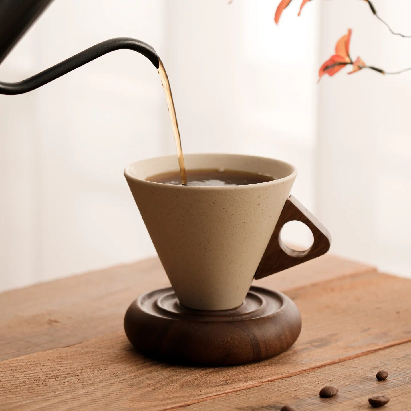 Taza de Cerámica Vintage en Forma de Cono Triangular para Té y Café, Estilo Japonés, Taza de Cerámica Rústica para Latte y Espresso, 180 ml