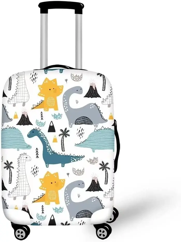 

Cartoon Dinosaur Print Suitcase Cover High Elastic Spandex Luggage Protector Cover Washable Dustproof Trolley Case Protector