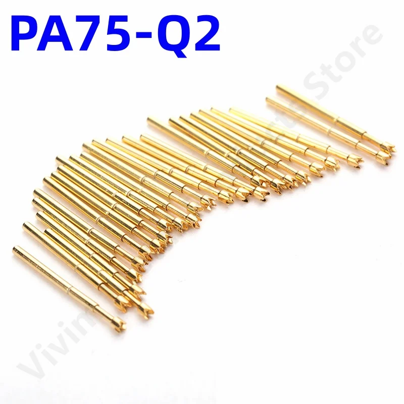 

100PCS PA75-Q2 Spring Test Probe Test Pin Pogo Pin P75-Q2 P75-Q ICT FCT PCB Test Tool 1.30/1.02/17.0mm Gold Needle Crown Tip