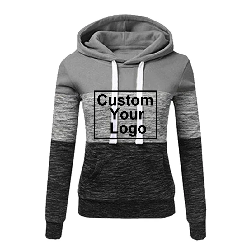 Customized logo hot selling women's tricolor patchwork sportswear casual women's printed hoodie