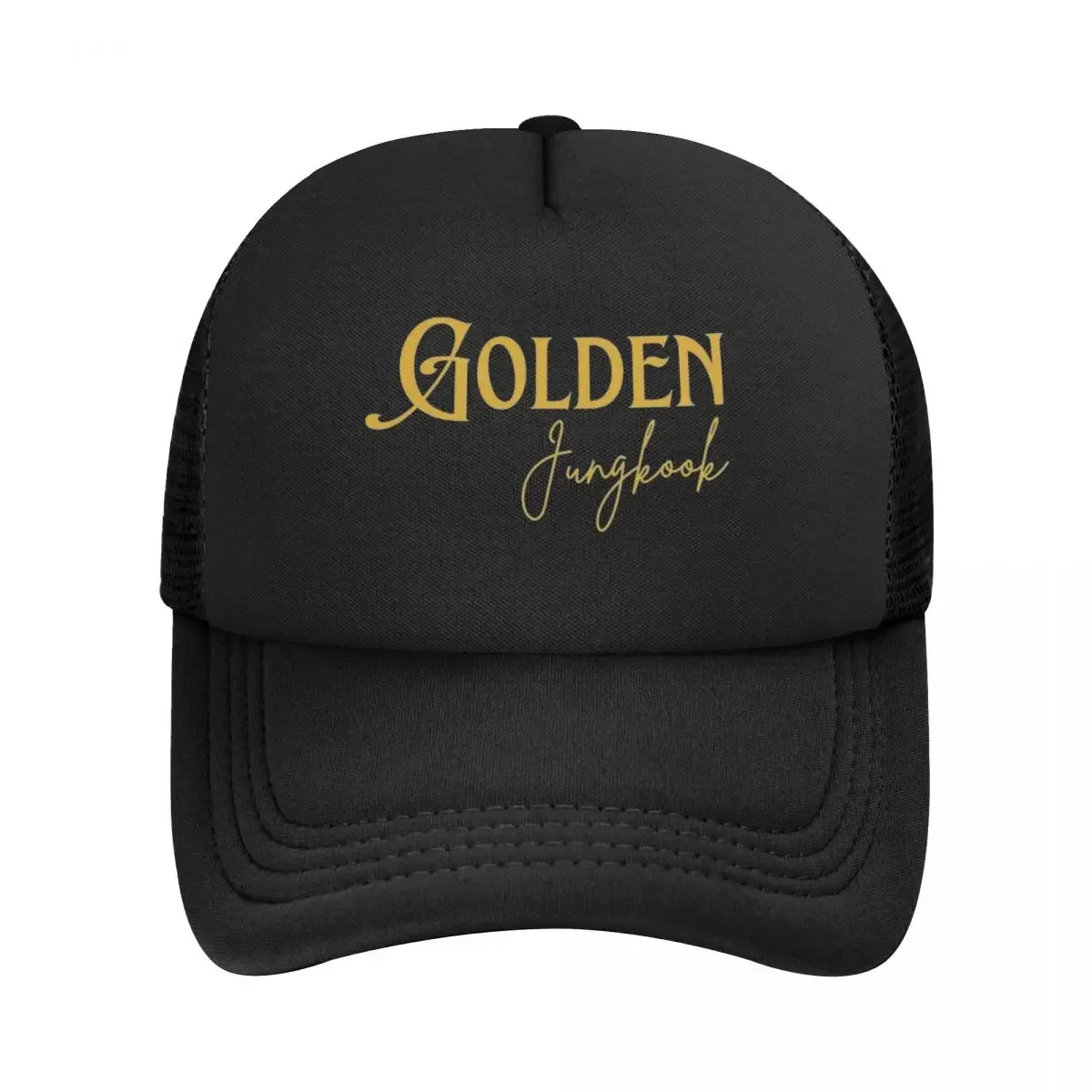 Men Women Jungkooks Golden Trucker Hat curved Mesh Baseball Cap Polyester Dad Hat Trucker Hat Adjustable Trucker Cap Summer