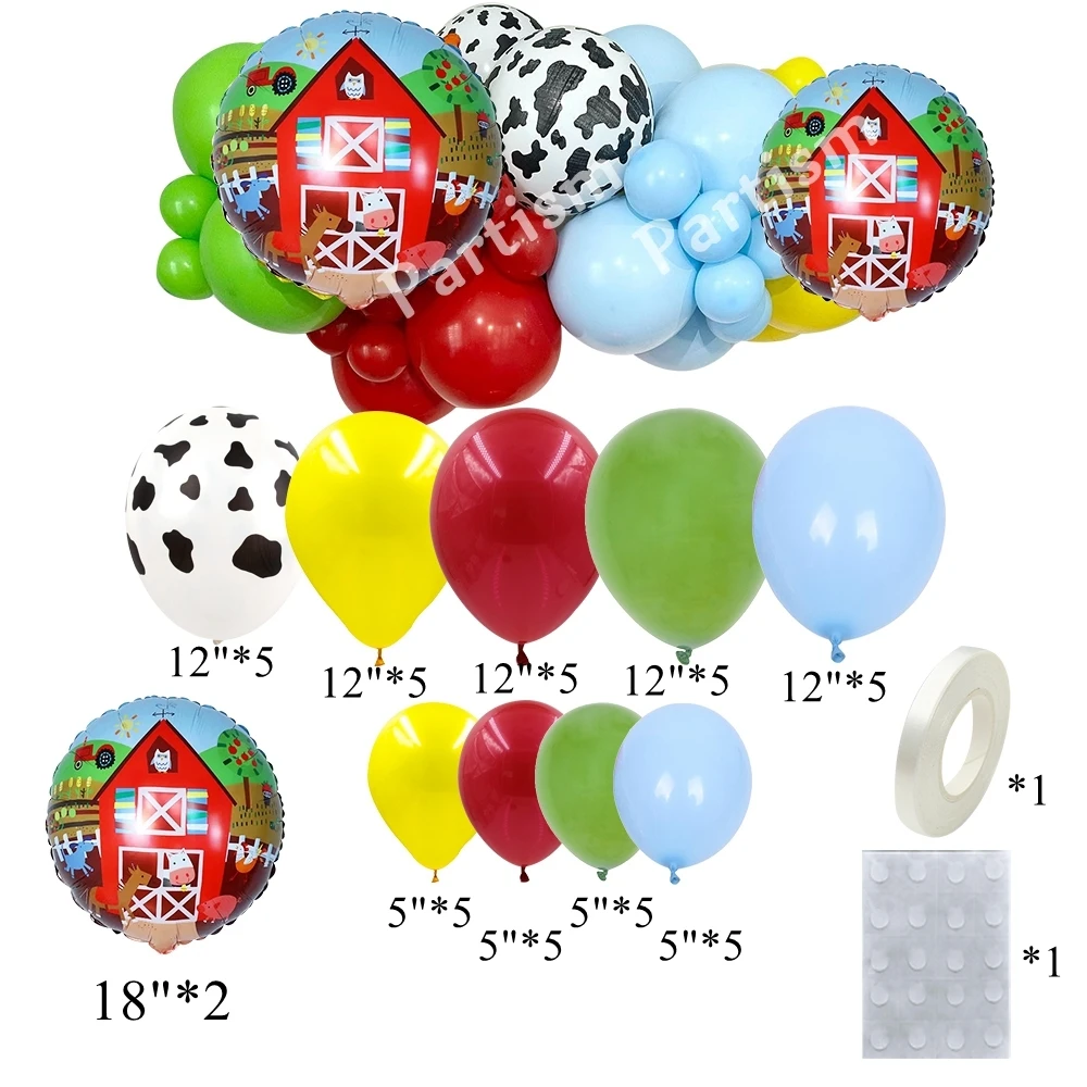 Bauernhoftier-Ballonturm mit digitalem Ballonkarton, Kuh-/Schweine-/Schafballons, Kinder-Bauernhoftiere, alles Gute zum Geburtstag, Party-Dekoration – Detail 3