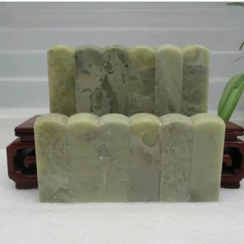 

12pcs Round Top Qingtian Fengmen Qing Seal, Square Blank Seal for Chinese Calligraphy and Painting, Collection Gift 20mm