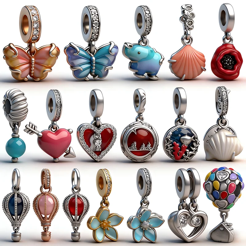 

Charms 925 Originale Glass Butterfly Elephant Pendant Beads Fits Bracelet Necklace For Women Charm Silver 925 Luxury DIY Jewelry
