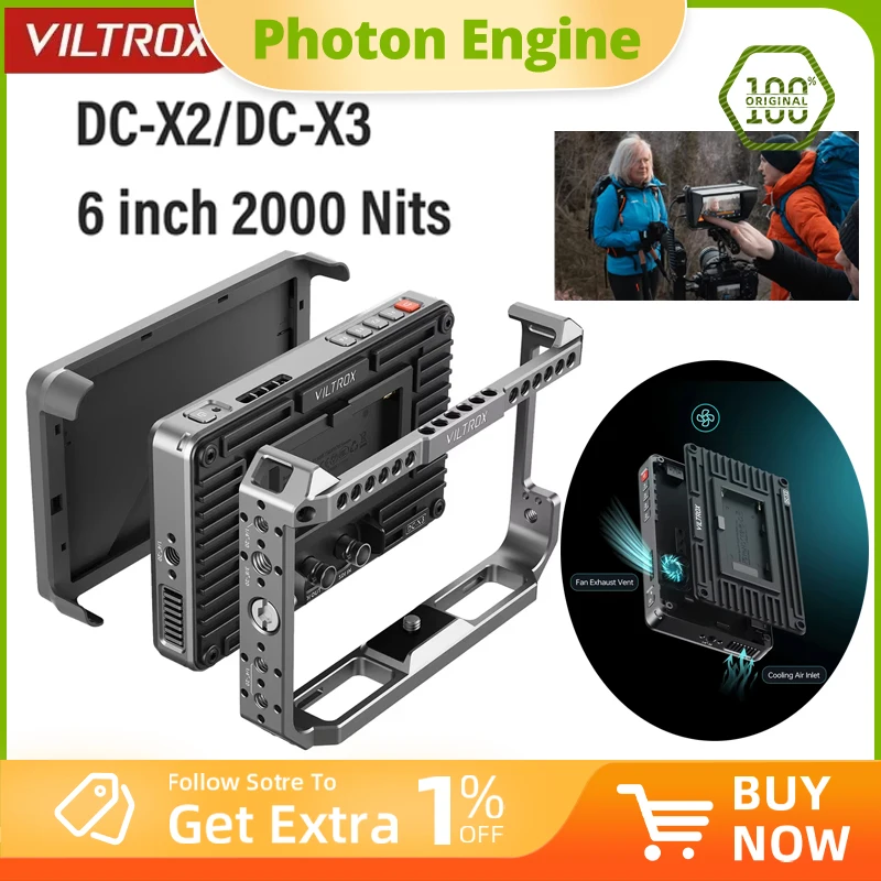 VILTROX DC-X2 DC-X3 Series Touch Screen 6 Inch FHD Camera Monitor 2000 Nits 3D LUT 1080P 4K HDMI SDI Inputs Outputs for Camera