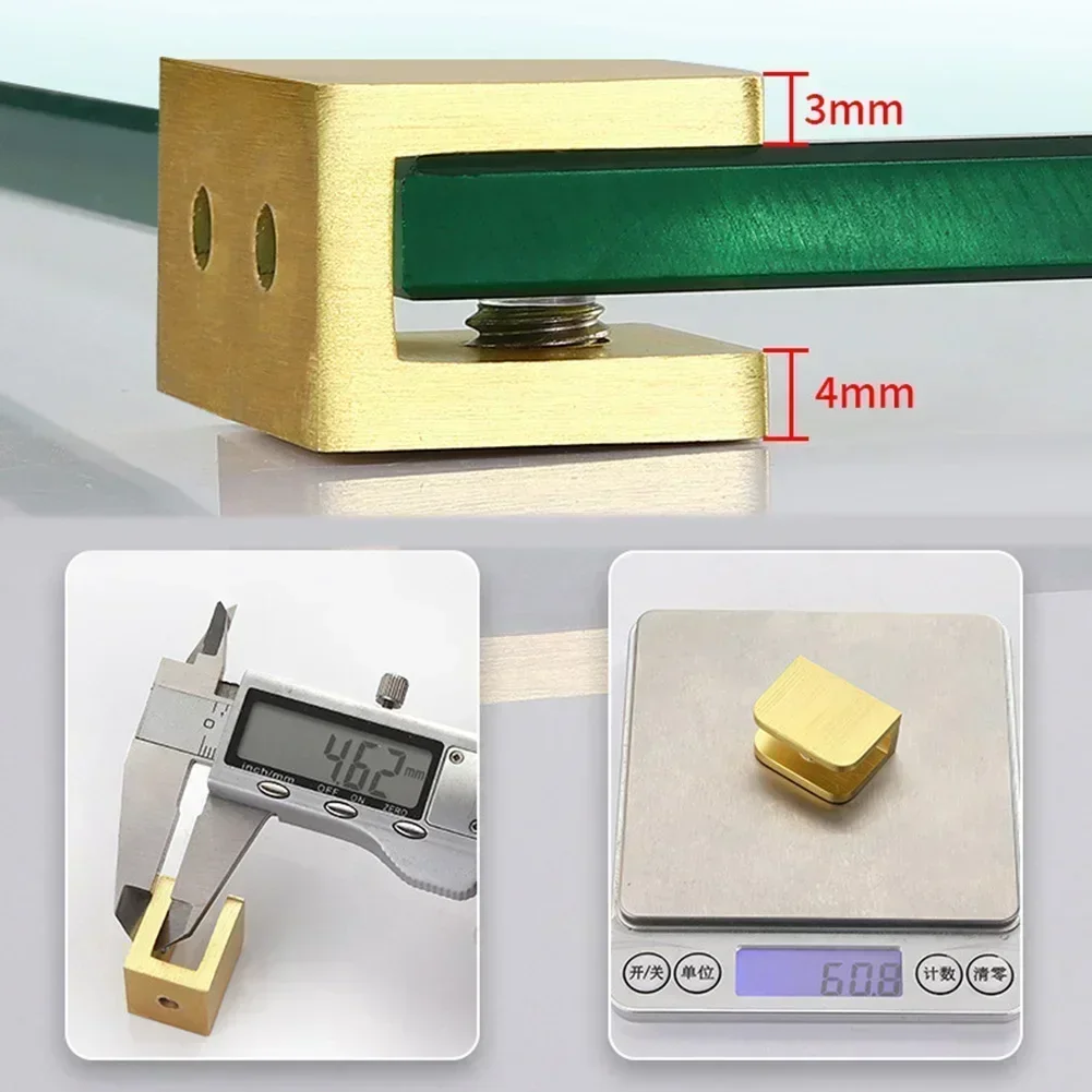 

2pc Glass Shelf Support Clamp Brackets Clip Gold Shelves Wall Mounted Wall Cabinet Home Accessories 8mm-12mm