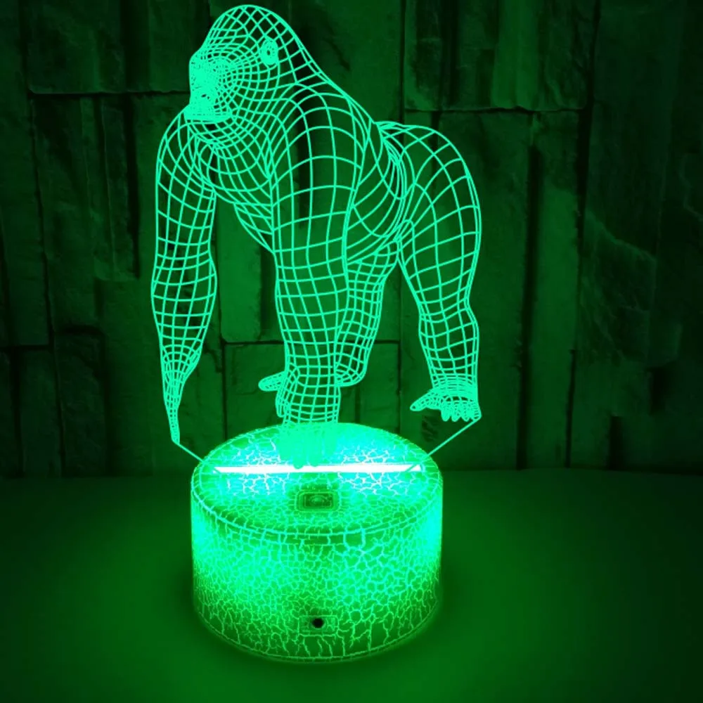 Multiple Colors Led Light Perfect Gift 3d Table Lamp Enhances Atmosphere Eye-catching Creative Gift Gorilla-shaped Lamp Visual