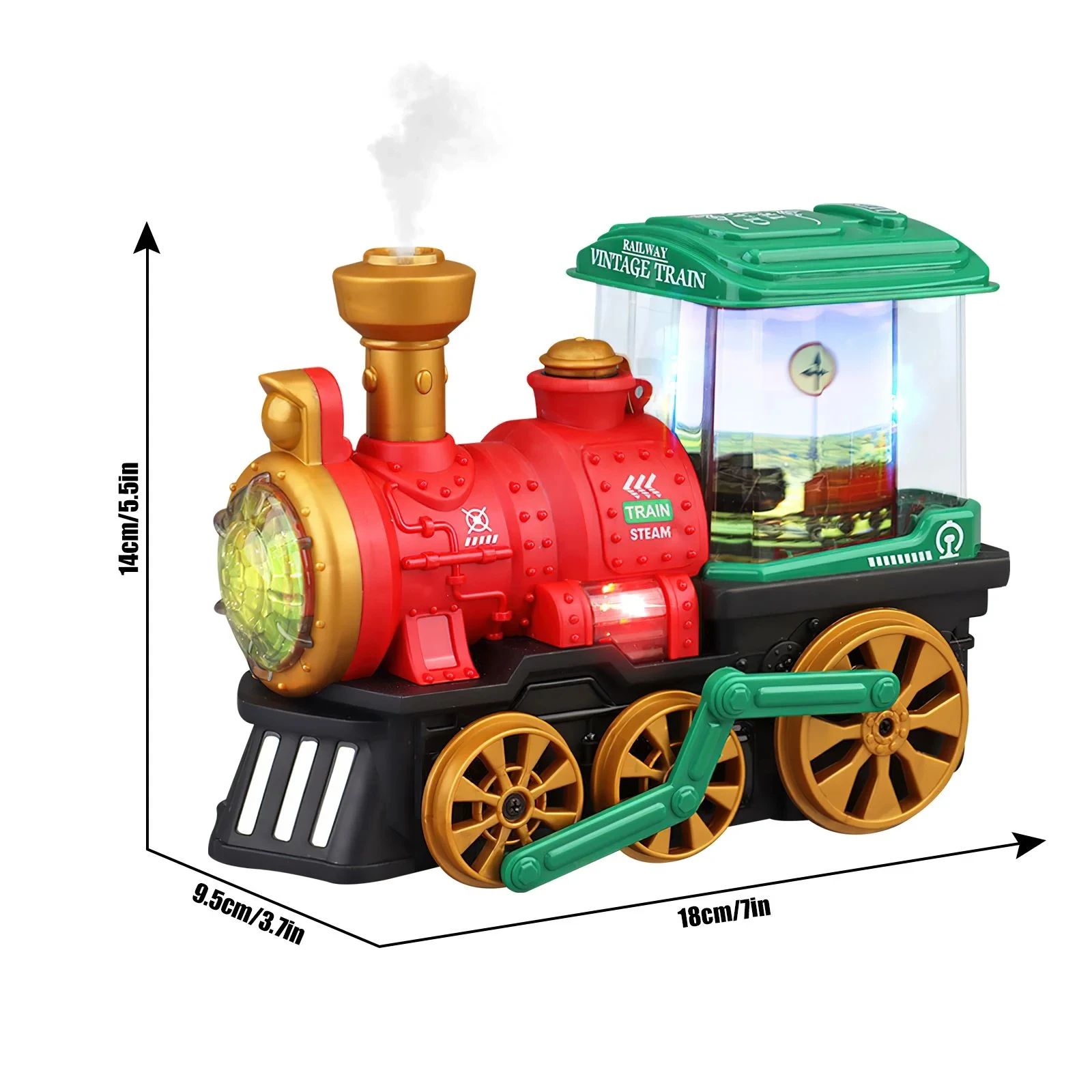 Tren de vapor eléctrico de juguete para niños pequeños de 3 a 5 años con sonido de luz ahumada, juguete de choque de camión con motor locomotor, 360 °   Regalo giratorio para niños