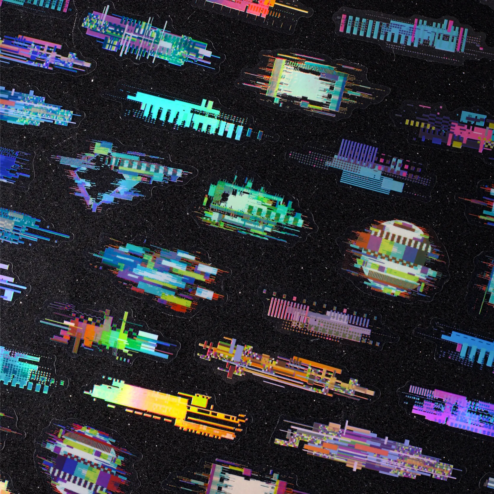 

20pcs Noise Space Series Vintage Cyberpunk Mosaic Landscape Material Collage PET Sticker Creative DIY Journal Stationery