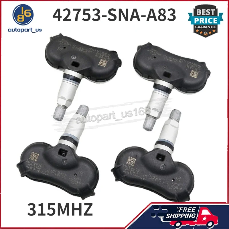 

For Acura CSX Honda Civic CR-Z Element Fit Insight Odyssey 42753-SNA-A83 42753-SNA-A830-M1 Tire Pressure Monitor Sensor 315MHZ