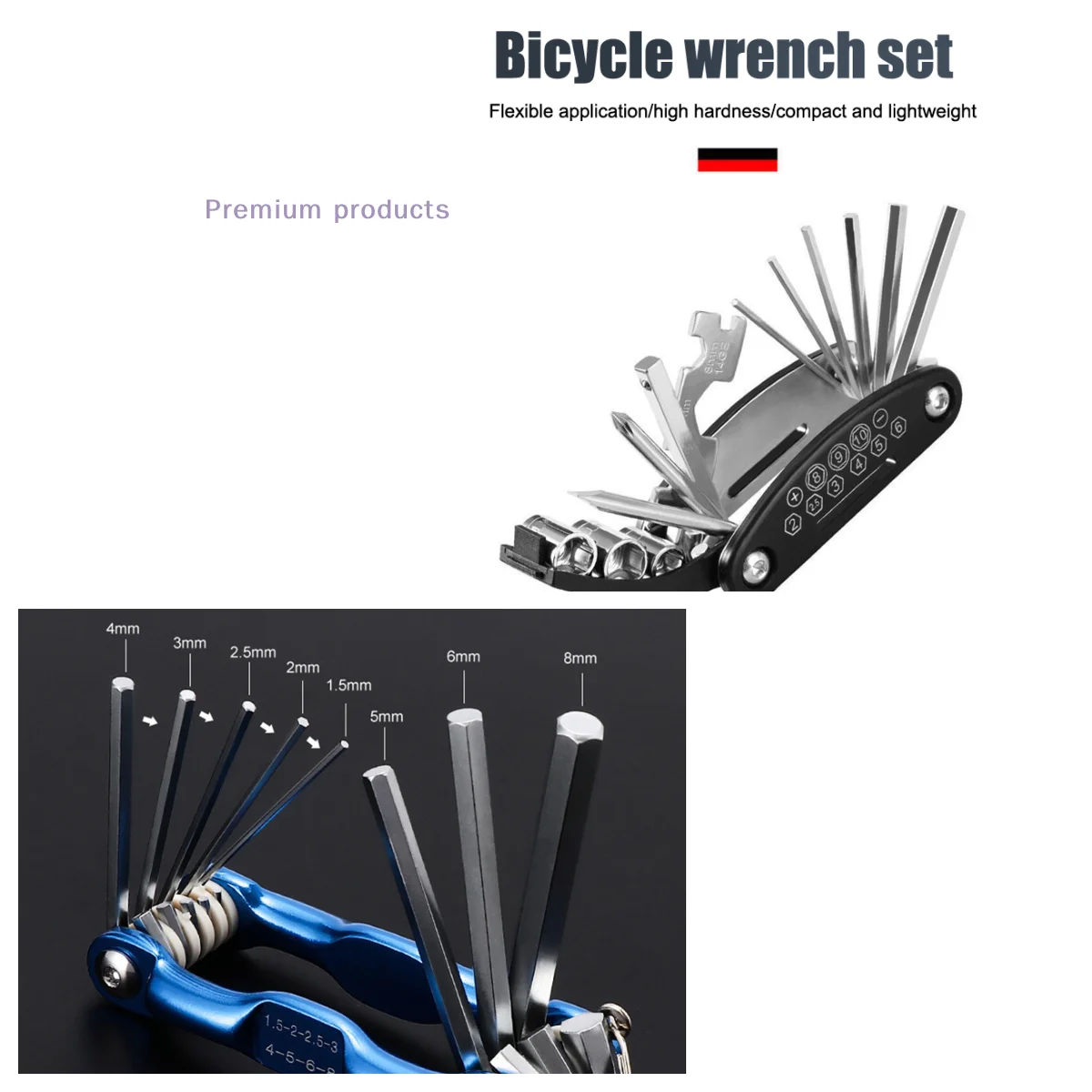 16 In 1 Portable Multipurpose Folding Wrench Bike Tire Maintenance Repair Tools Screwdriver Kit Bicycle Repair Tool