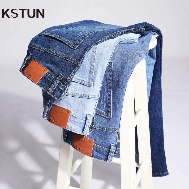 

KSTUN Stretch Jeans Men Classic Slim Straight Denim Pants 2025 Spring Summer Blue Jeans Mens Clothing Casual Men's Trousers