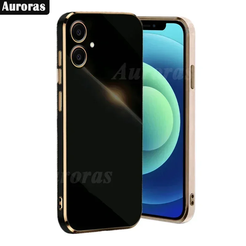 6D Casing For Samsung Galaxy A06 Fundas Samsung Galaxy A16 A05 Solid Color Plating Phone Case Soft Cover