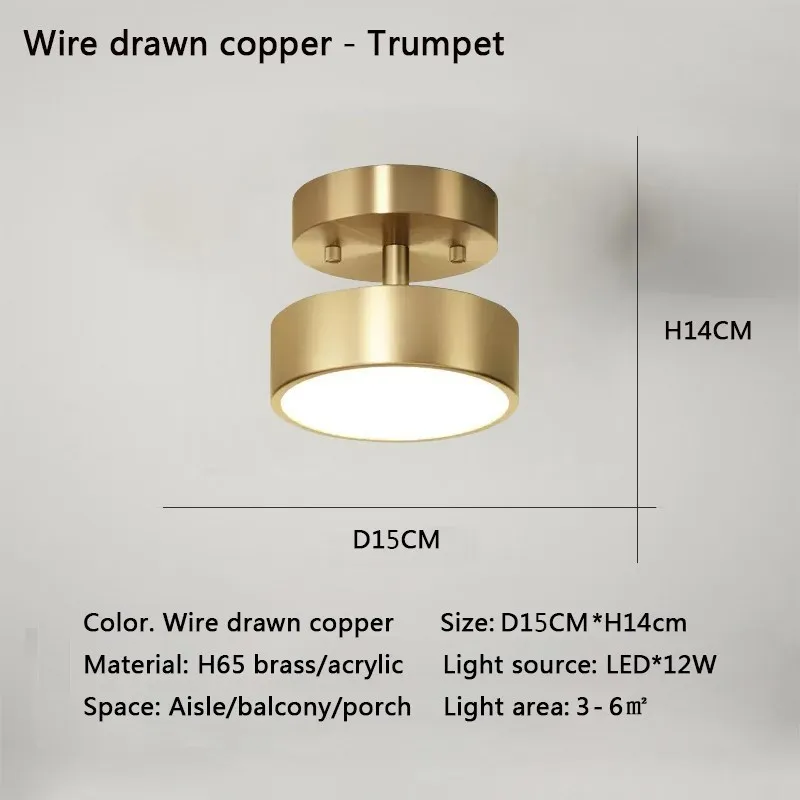 Moderne Led Plafondlamp Koperen Lamp Voor Slaapkamer Woonkamer Licht Nordic Ronde Goud Zwart Entree Gang Gangpad Decor Armatuur