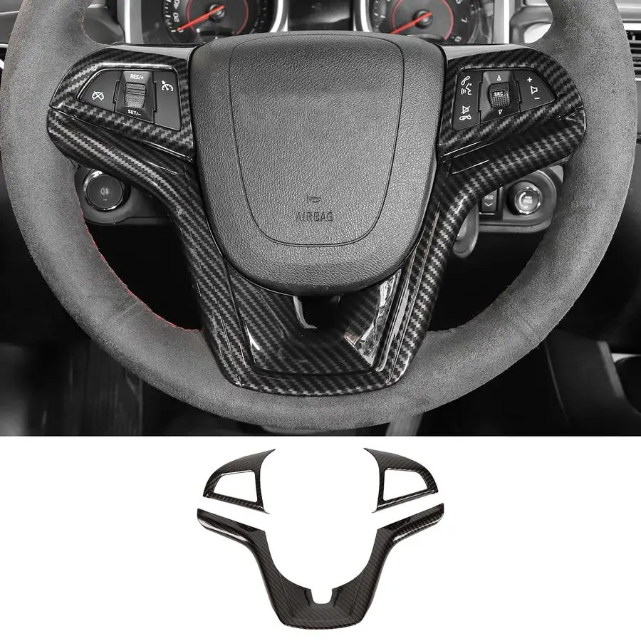 

Комплект декоративных накладок на руль, 3 шт., карбон, для Chevrolet Camaro 2012-2015 годов, аксессуары для интерьера