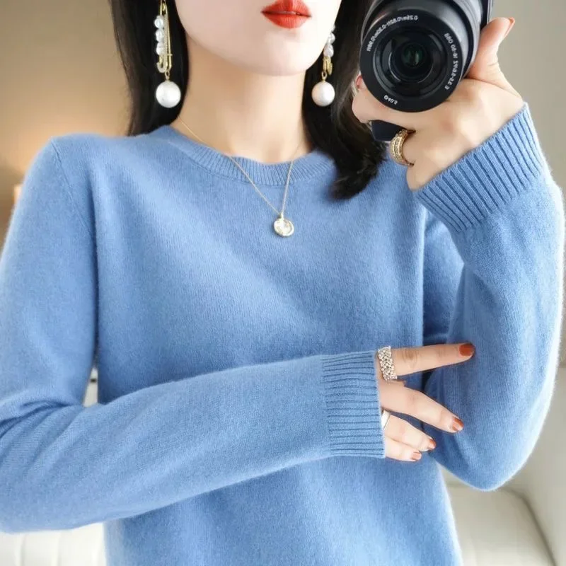 

Sweaters Women Casual O-neck Solid Jumpers Pullovers Spring Autumn Sweater Winter Warm Knitwear Bottoming Shirt