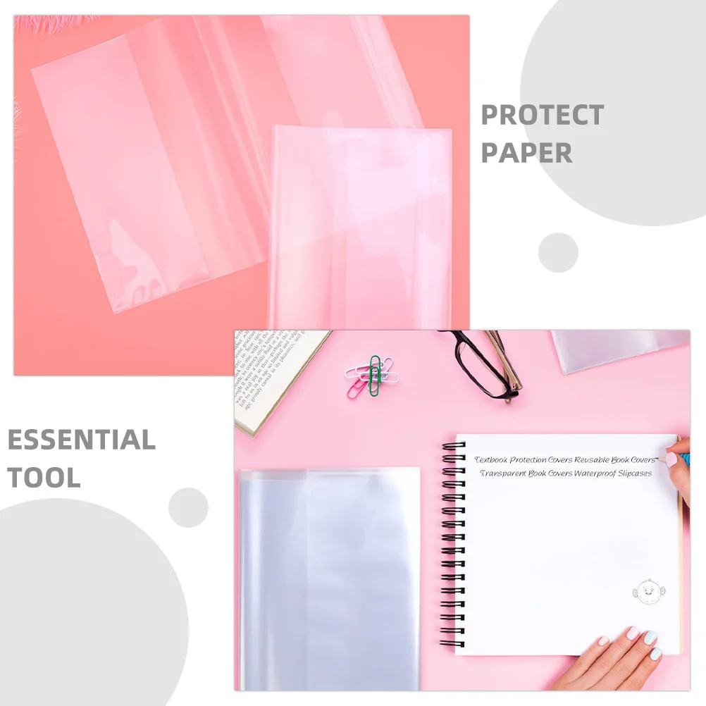 20 pçs plástico transparente à prova dwaterproof água livro cobre mangas protetoras para livros didáticos jaquetas de livro transparente para a escola